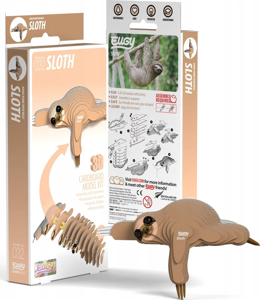 Dėlionė EUGY 3D kartoninis modelis „Tinginys“