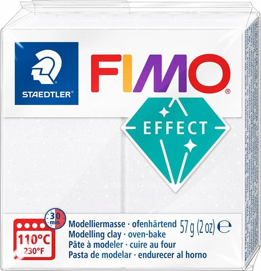 Modelinas Fimo, 56g, baltos su žėručiu spalvos