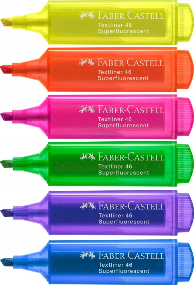 Teksto žymeklių rinkinys Faber-Castell 46, labai ryškių spalvų, 6 spalvos