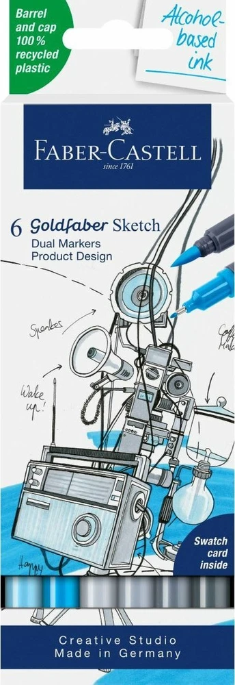Žymeklių rinkinys Faber-Castell Goldfaber Sketch - Product Design Dvigubas 6 Dalys