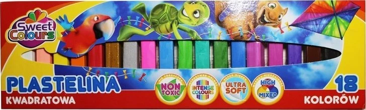 Teka Sweet Colours Plastelino rinkinys 18 spalvų, Koma Plast