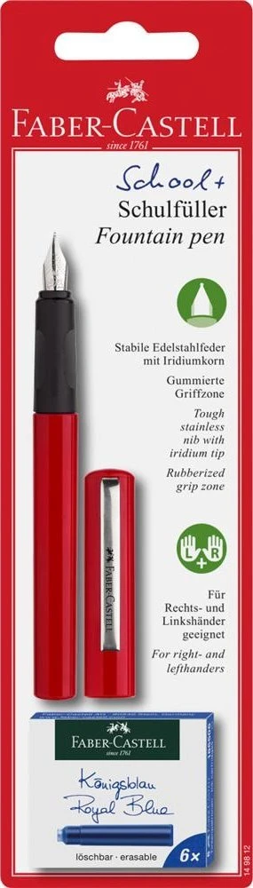Plunksnakotis Faber-Castell School+, raudonos spalvos korpusas, blisteryje