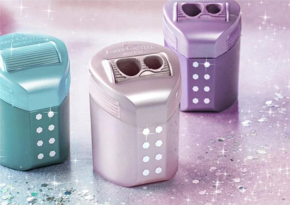 Drožtukas Faber-Castell RollOn Sparkle, 2 skylių, su konteineriu