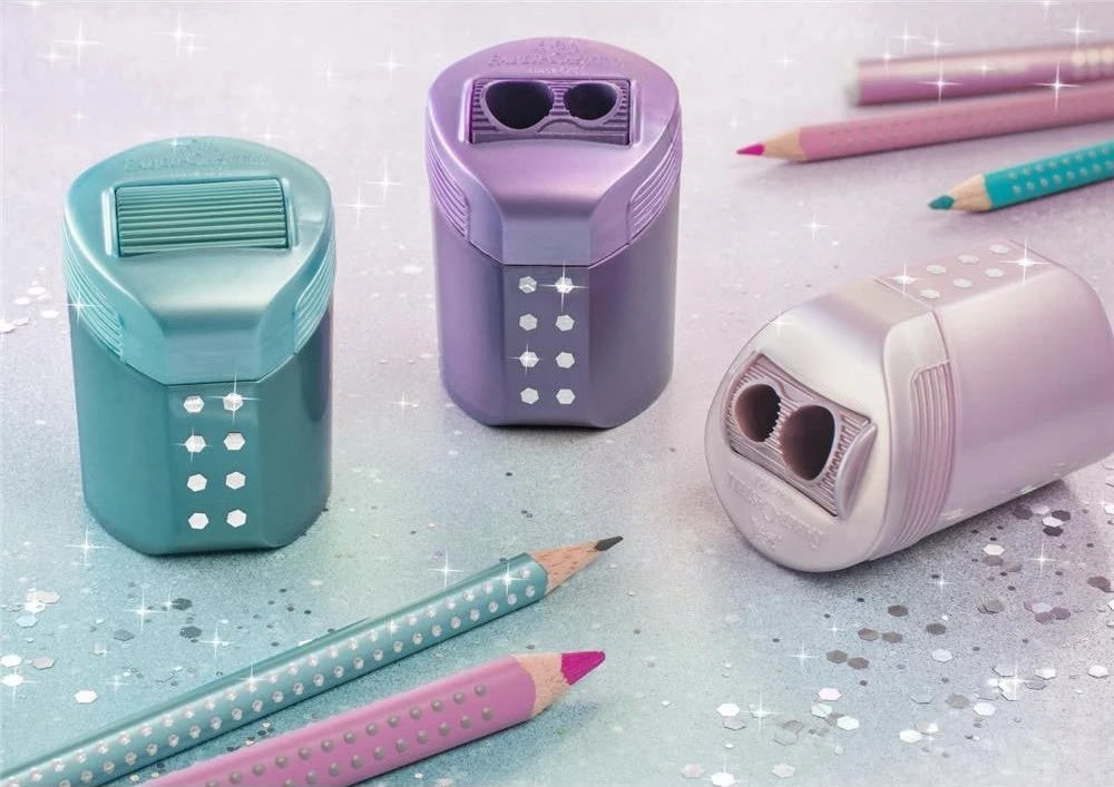 Drožtukas Faber-Castell RollOn Sparkle, 2 skylių, su konteineriu