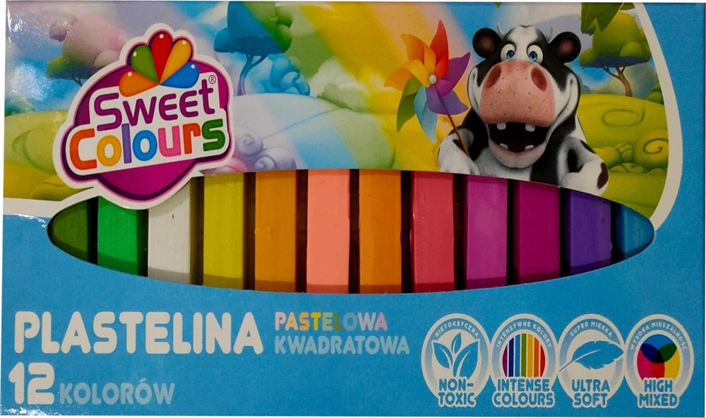 Teka Sweet Colours Koma plastilinas 12 spalvų, kvadratinis pastelinis