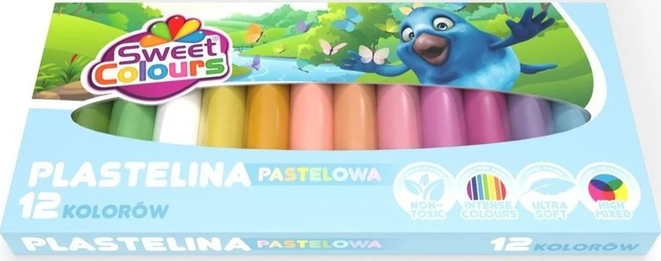 Teka Sweet Colours Koma plastilinas 12 spalvų, kvadratinis pastelinis