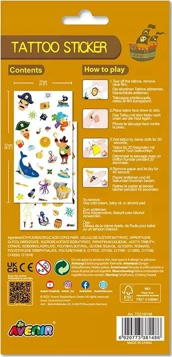 AVENIR Priklijuojamos tatuiruotės „Piratai“