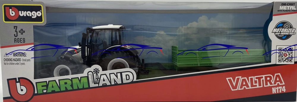*BBURAGO metalas, Traktor, Valtra su przyczep, žalias