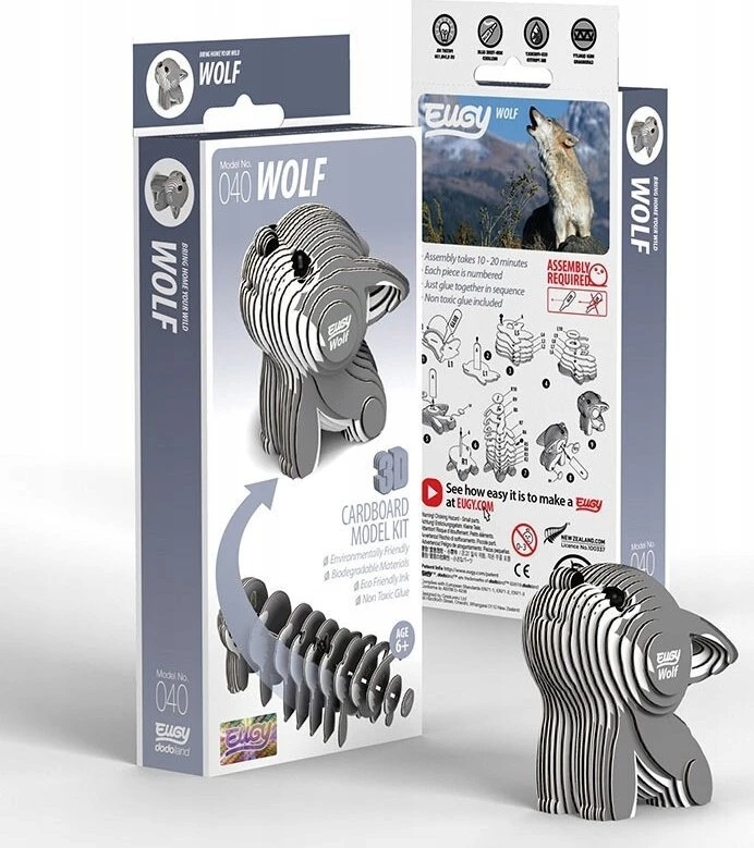 Dėlionė EUGY 3D kartoninis modelis „Vilkas“