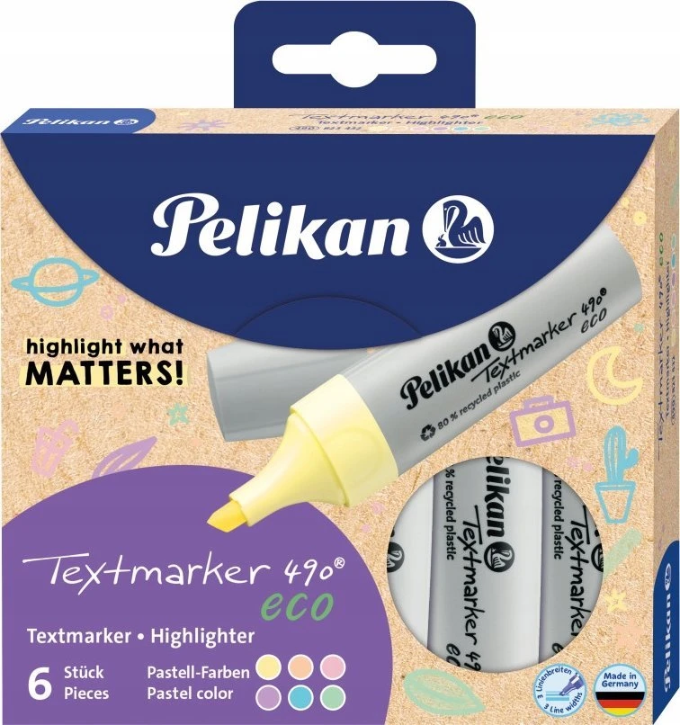 Pelikan Teka Zakre¶lacz 490 Eco pastel 6 kolorów
