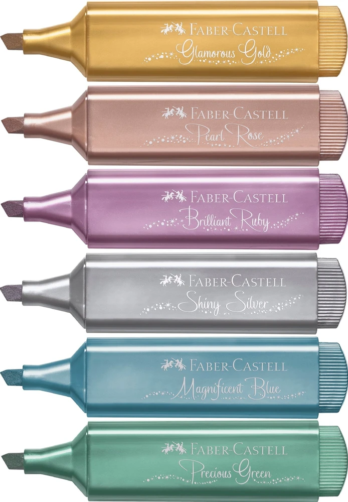 Teka Teksto žymeklių rinkinys Faber-Castell 46 metallik, 6 spalvų