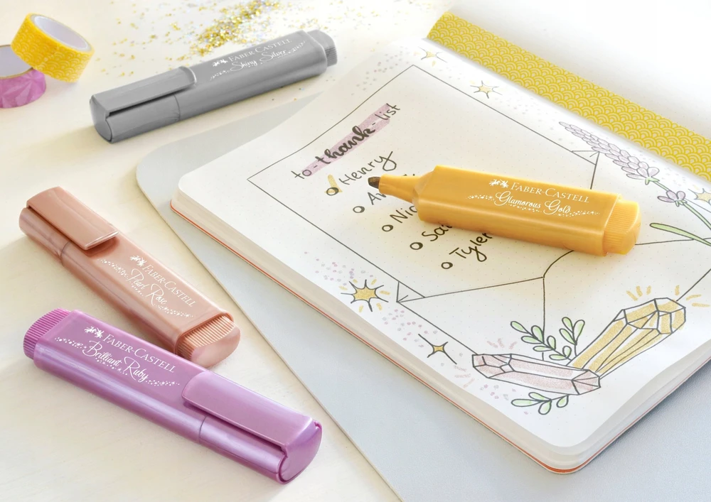 Teka Teksto žymeklių rinkinys Faber-Castell 46 metallik, 6 spalvų