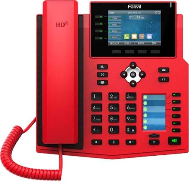 Telefonas Fanvil X5U-R telefon VoIP Juodas Raudona 16 linii Wi-Fi