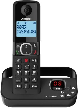 Telefonas stacionarus Alcatel F860 Telefonas DECT głosowy, Bezprzewodowy.Ausinė-Juodas (ATL1423419)