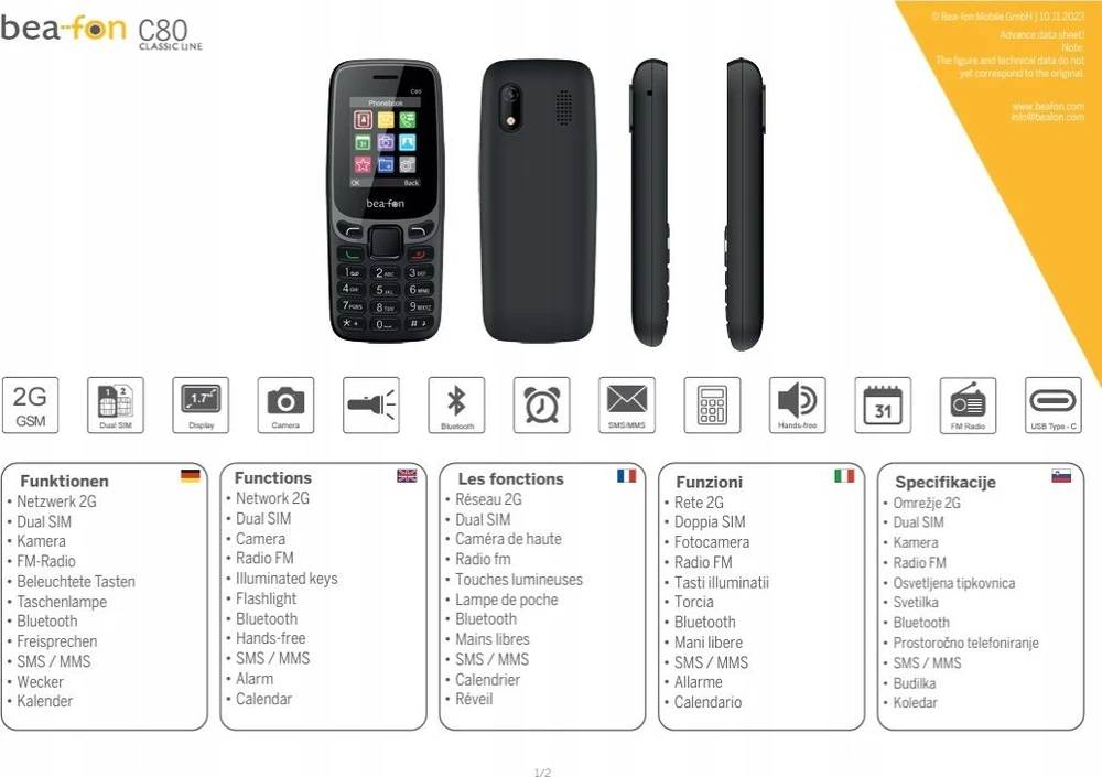 Telefonas stacionarus Beafon Bea-Fon C80 juodas