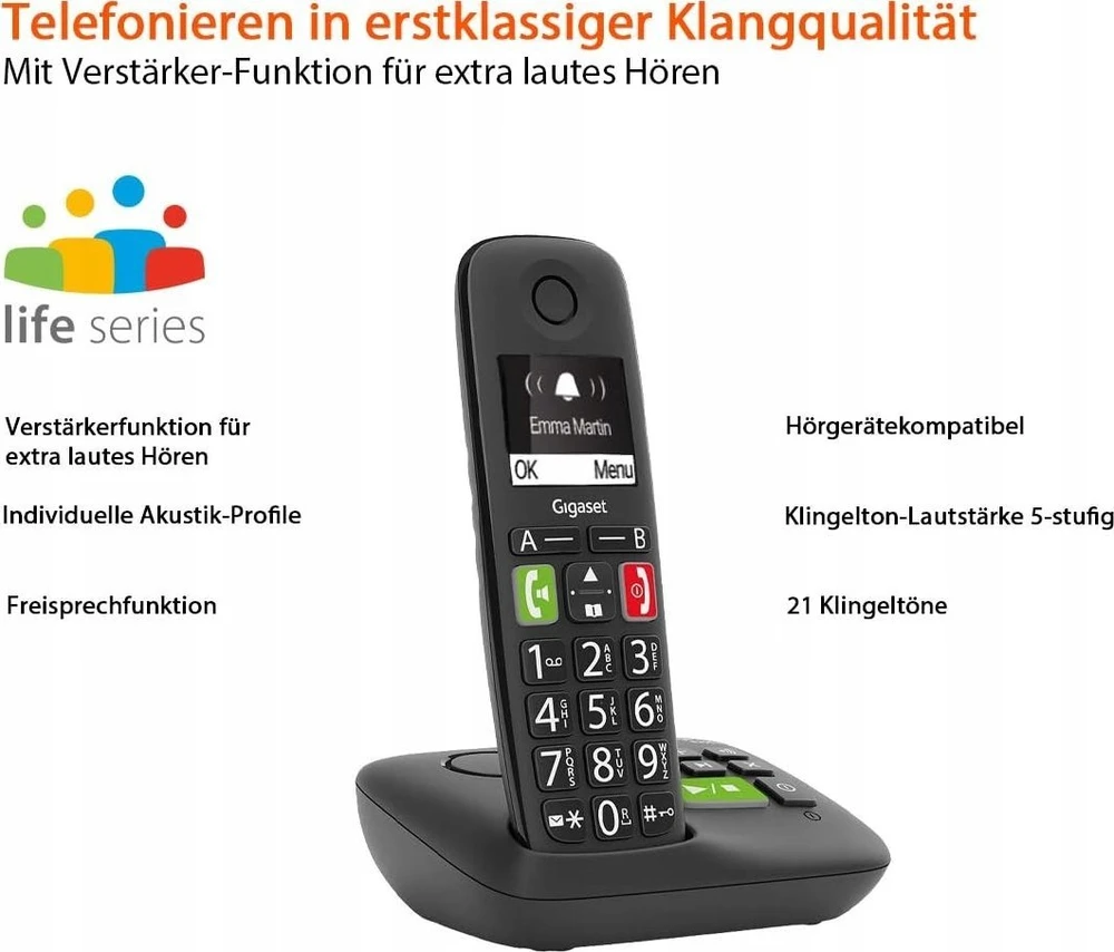 GIS Gigaset S30852-H2921-B101 telefonas Analoginio ryšio / DECT telefonas Skambintojo ID Juoda