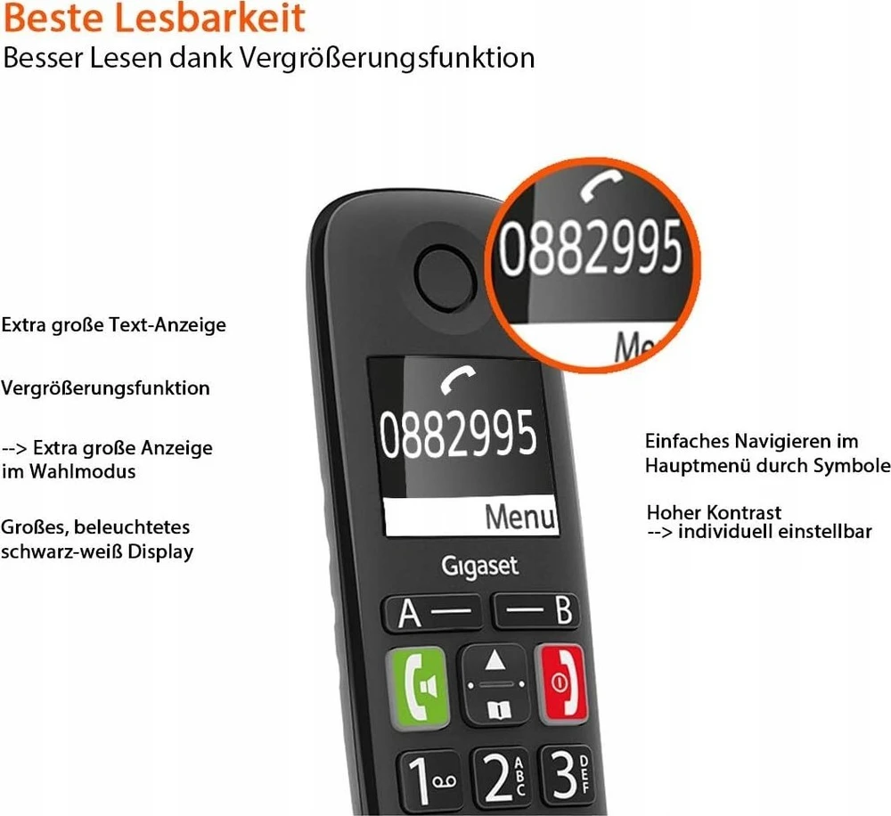 GIS Gigaset S30852-H2921-B101 telefonas Analoginio ryšio / DECT telefonas Skambintojo ID Juoda