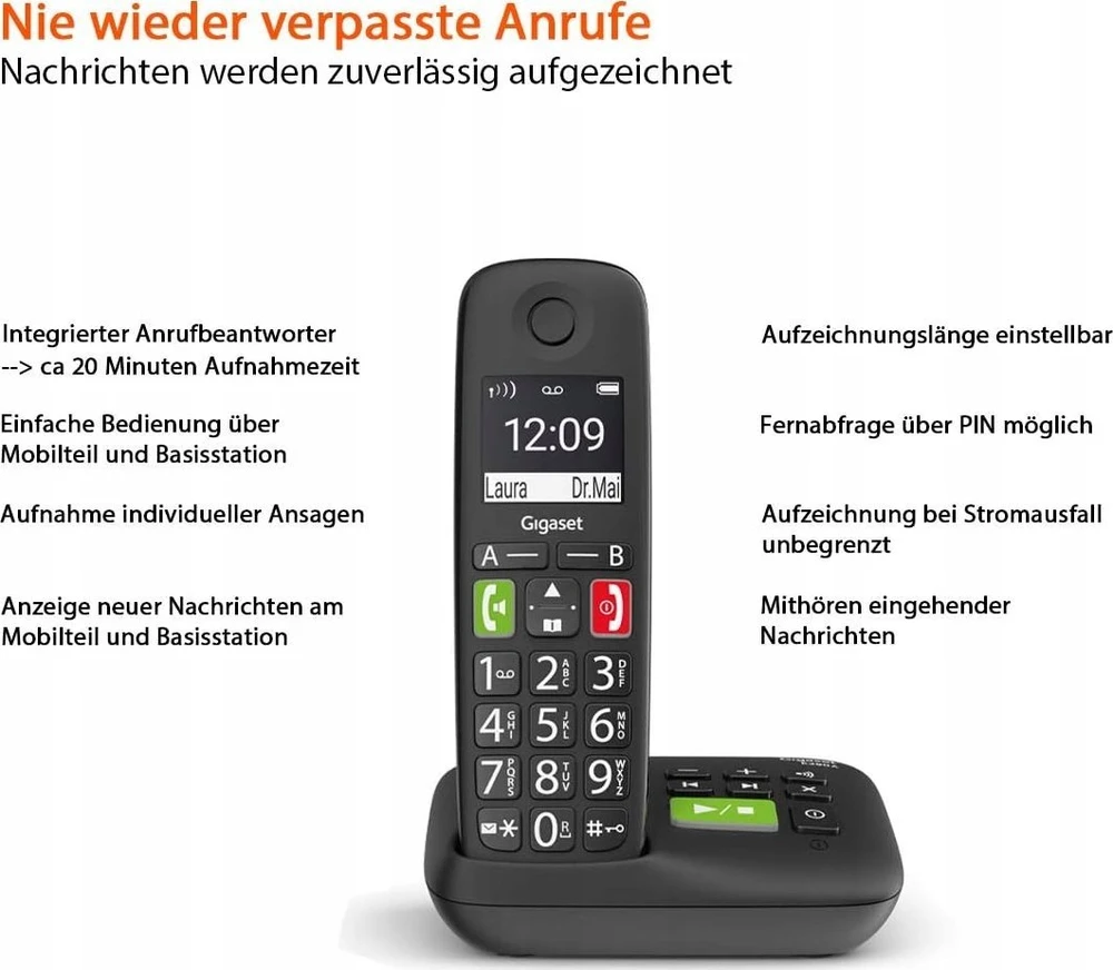 GIS Gigaset S30852-H2921-B101 telefonas Analoginio ryšio / DECT telefonas Skambintojo ID Juoda