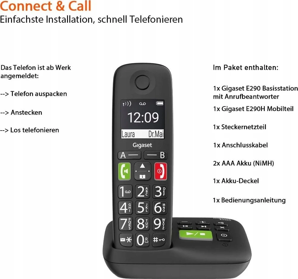 GIS Gigaset S30852-H2921-B101 telefonas Analoginio ryšio / DECT telefonas Skambintojo ID Juoda