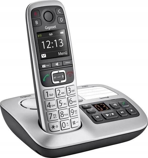 Gigaset E560A - DECT telefonas - Belaidis ragelis - Garsiakalbis - 200 įrašų - Skambintojo ID - Juodas,Sidabrinis