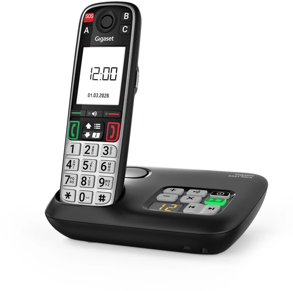 Telefonas stacionarus Gigaset EASY 500A Telefonas analogowy/DECT Nazwa i identyfikacja dzwoniącego Juodas, Sidabrinė (S30852-H3135-R101)