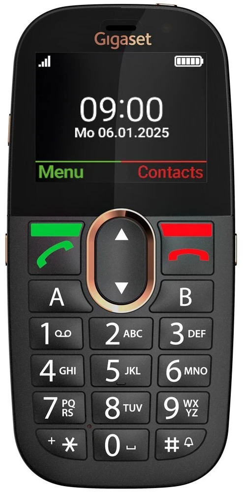 GIS Gigaset GL695 5,87 cm (2.31″) 113 g Juoda Telefonas vyresnio amžiaus žmonėms