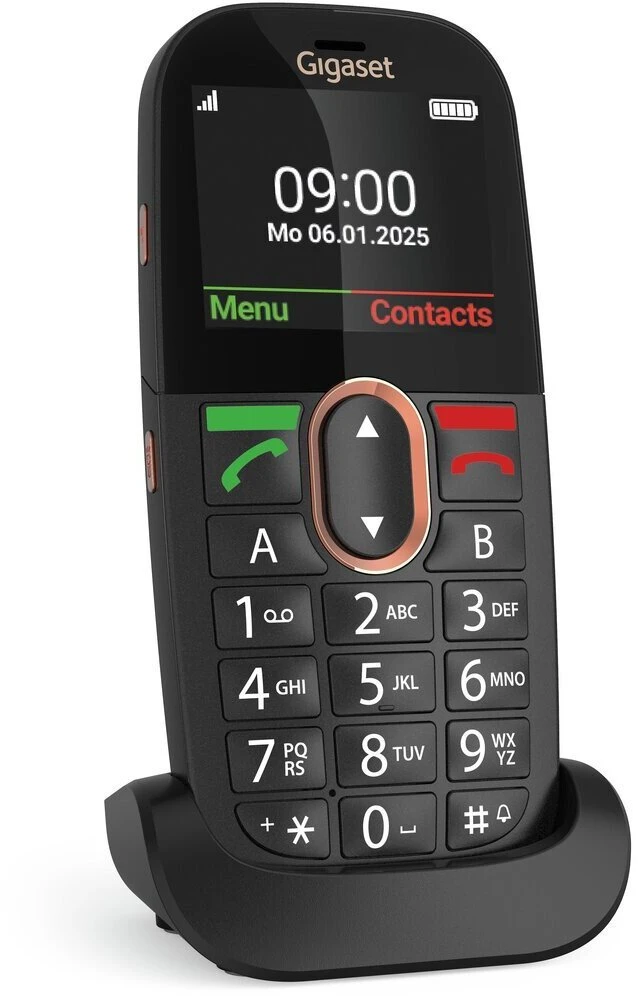 GIS Gigaset GL695 5,87 cm (2.31″) 113 g Juoda Telefonas vyresnio amžiaus žmonėms