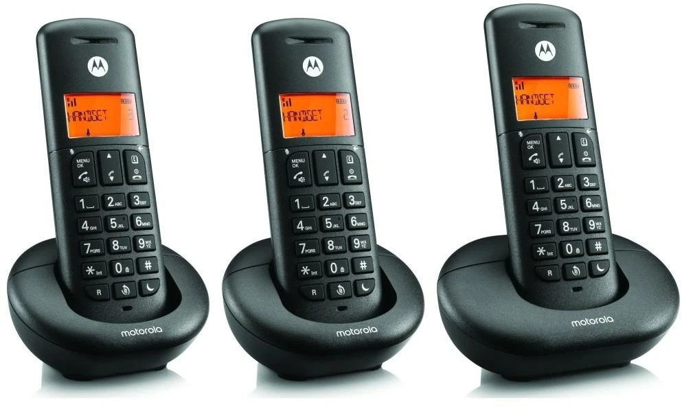 Telefonas stacionarus belaidis komplektas 3 vnt. Motorola E203 juoda