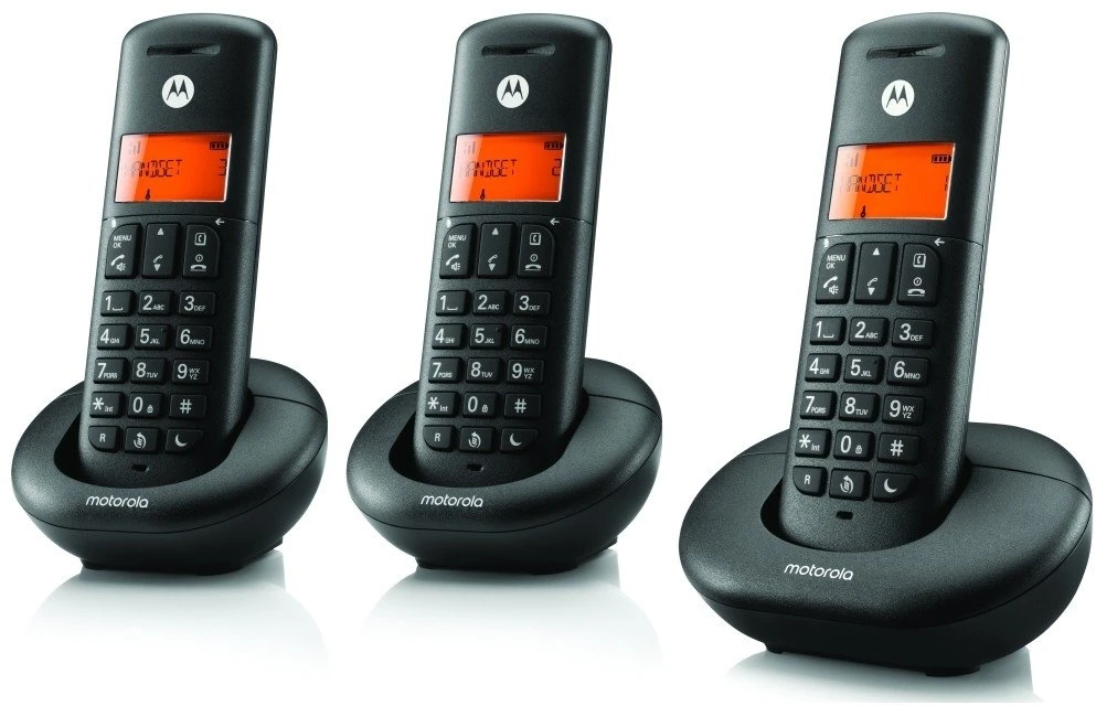 Telefonas stacionarus belaidis komplektas 3 vnt. Motorola E203 juoda