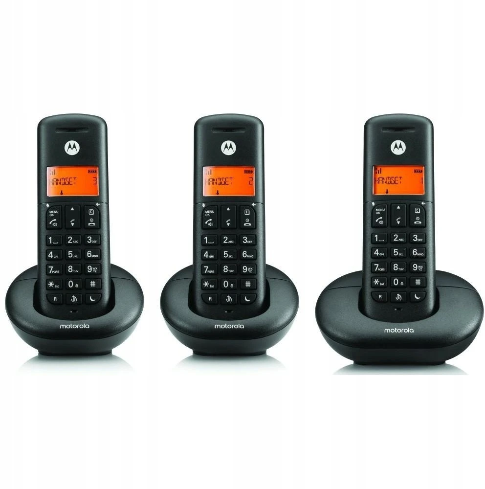 Telefonas stacionarus belaidis komplektas 3 vnt. Motorola E203 juoda