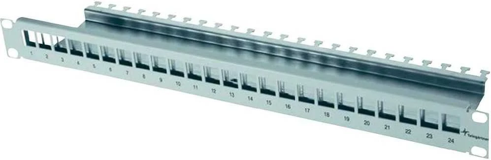 Telegärtner AMJ-S 19" modulio laikiklis / pataisų laukas 24 prievadas be įrangos, šviesiai pilka