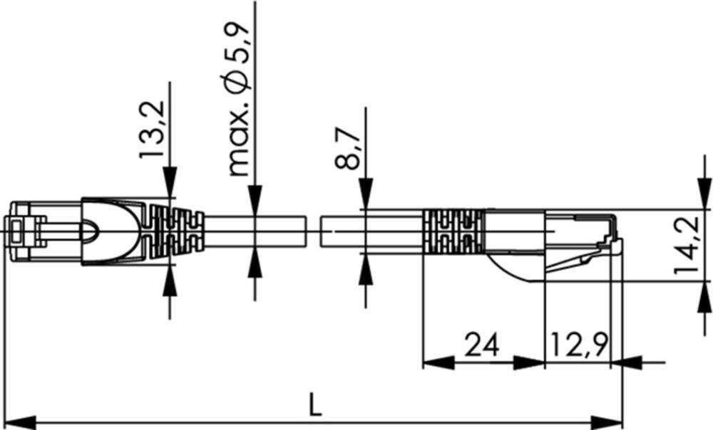 Telegaertner „Telegärtner“ „Telegärtner MP8 FS 500“ – patch kabelis – RJ-45 (M) – RJ-45 (M) – 25 cm – SFTP – CAT 6a – juodas (L00000A0235)