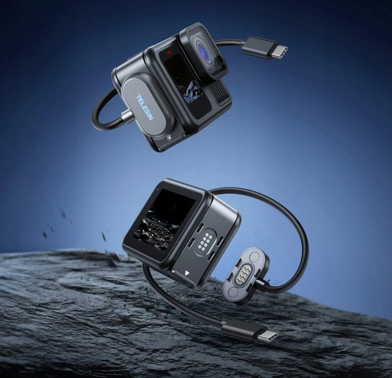 Telesin magnetinis įkrovimo adapteris su dangteliu, skirtas GoPro 9, 10, 11, 12, 13