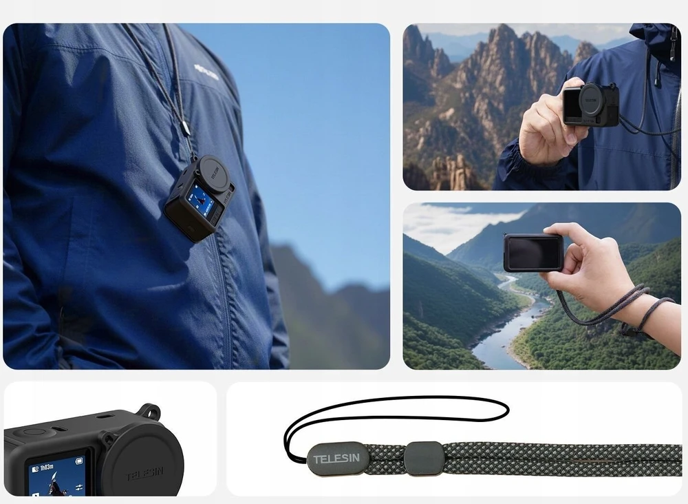 Telesin Silicone Protective Case for DJI Osmo Action 6 juodos spalvos