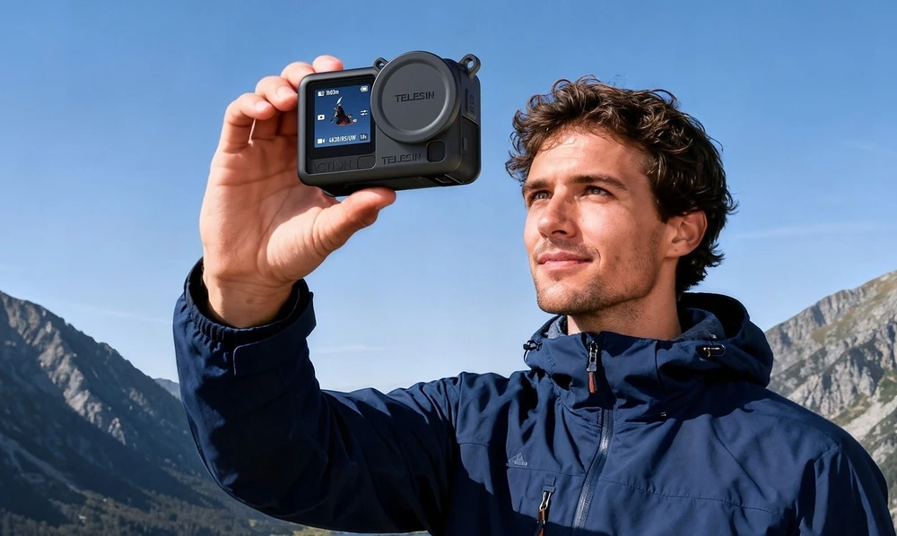 Telesin Silicone Protective Case for DJI Osmo Action 6 juodos spalvos