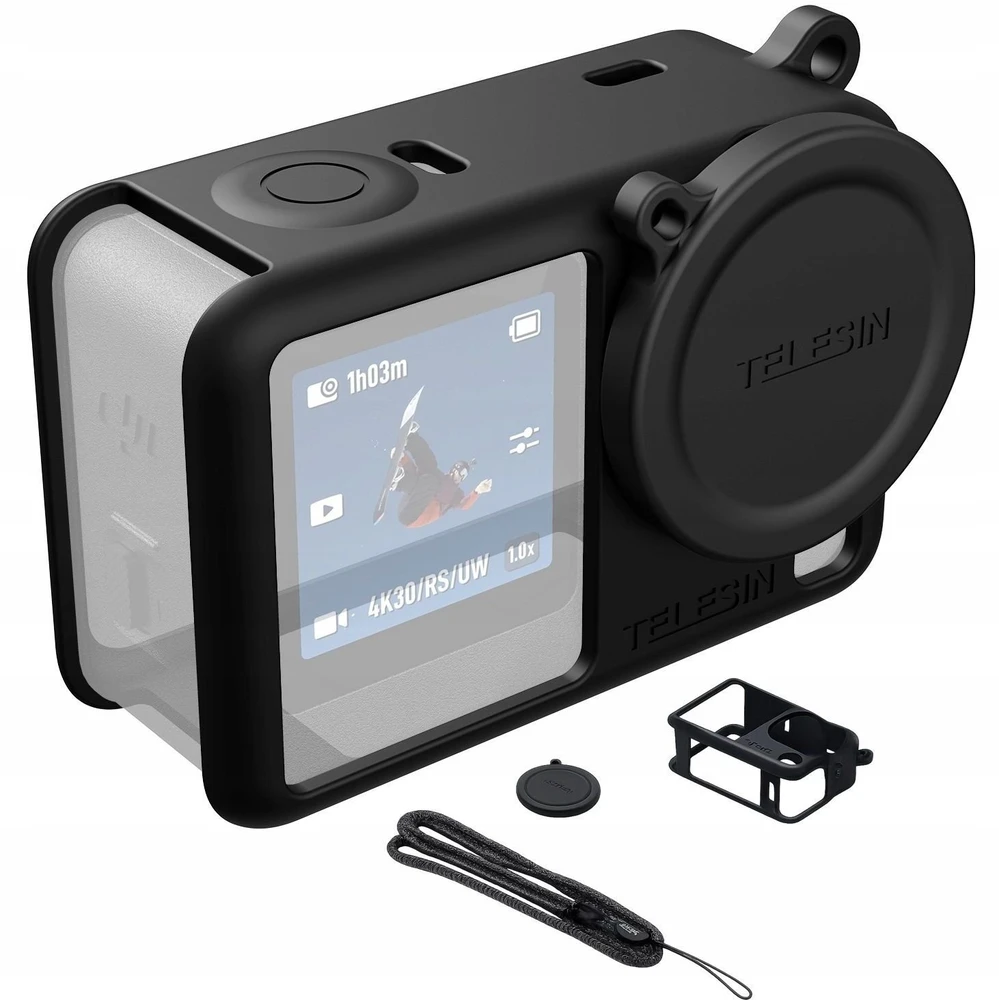 Telesin Silicone Protective Case for DJI Osmo Action 6 juodos spalvos