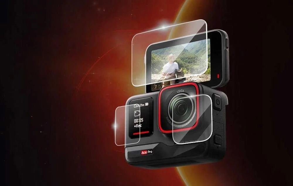 Grūdinto stiklo plėvelė TELESIN, skirta Insta360 Ace Pro