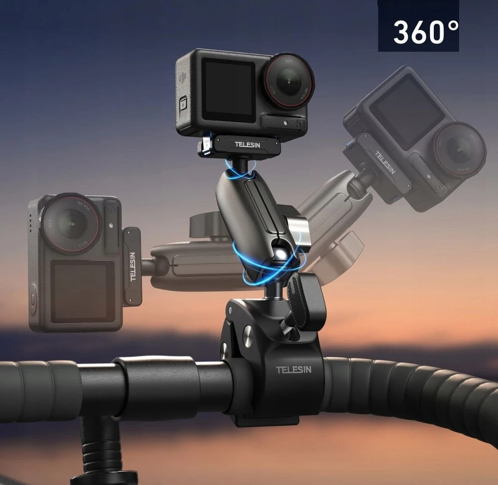 Kameros tvirtinimas - Telesin GP-HBM-003 veiksmo kameros laikiklis 17-35mm 360° reguliavimas