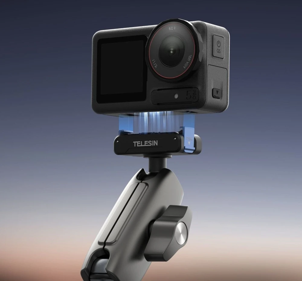 Kameros tvirtinimas - Telesin GP-HBM-003 veiksmo kameros laikiklis 17-35mm 360° reguliavimas