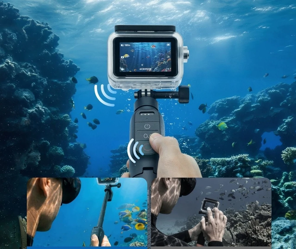 Telesin Selfie Stick lazda + pultas Atsparus vandeniui 15m Skirtas Dji Osmo Action 6 / 5 Pro / 4 / S1-tss-07-tdj (SB11920)
