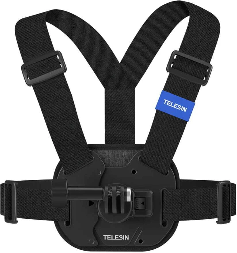 Kameros tvirtinimas - Telesin S2-CGP-02-OL krūtinės tvirtinimas GoPro, reguliuojamos juostos, juoda