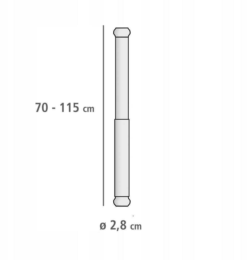Teleskopinis dušo strypas LUZ, Ø 2,8 cm, 70-115 cm, chromas, WENKO