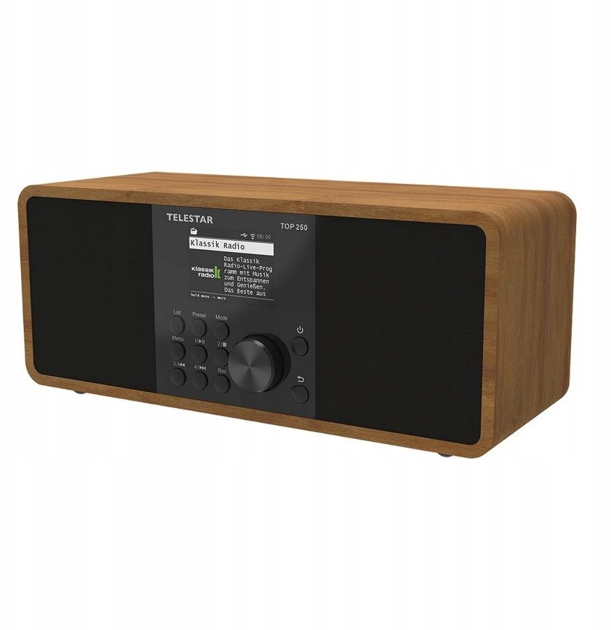 „Telestar TOP250“ stereofoninis interneto / DAB+ / FM radijas, „Bluetooth“, USB įrašymas, „Wi-Fi“, CZ OSD meniu, mediena
