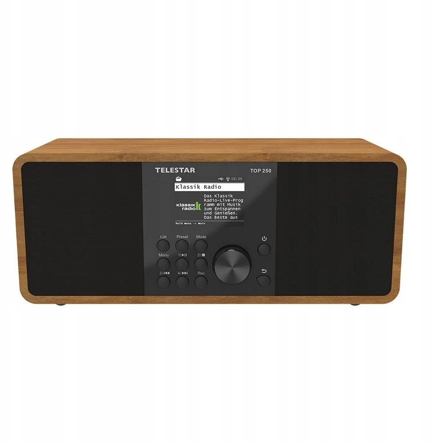 „Telestar TOP250“ stereofoninis interneto / DAB+ / FM radijas, „Bluetooth“, USB įrašymas, „Wi-Fi“, CZ OSD meniu, mediena