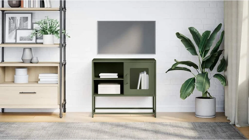 TV staliukas Televizoriaus spintelė, alyvuogių, 68x39x60,5cm, plienas