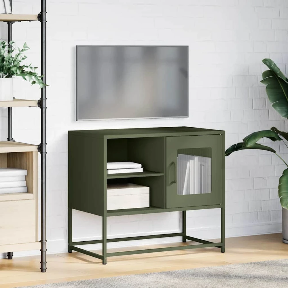 TV staliukas Televizoriaus spintelė, alyvuogių, 68x39x60,5cm, plienas