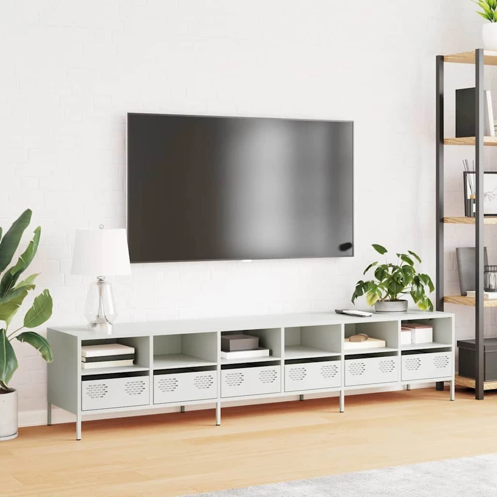 TV staliukas Televizoriaus spintelė, balta, 202x39x43,5cm, plienas