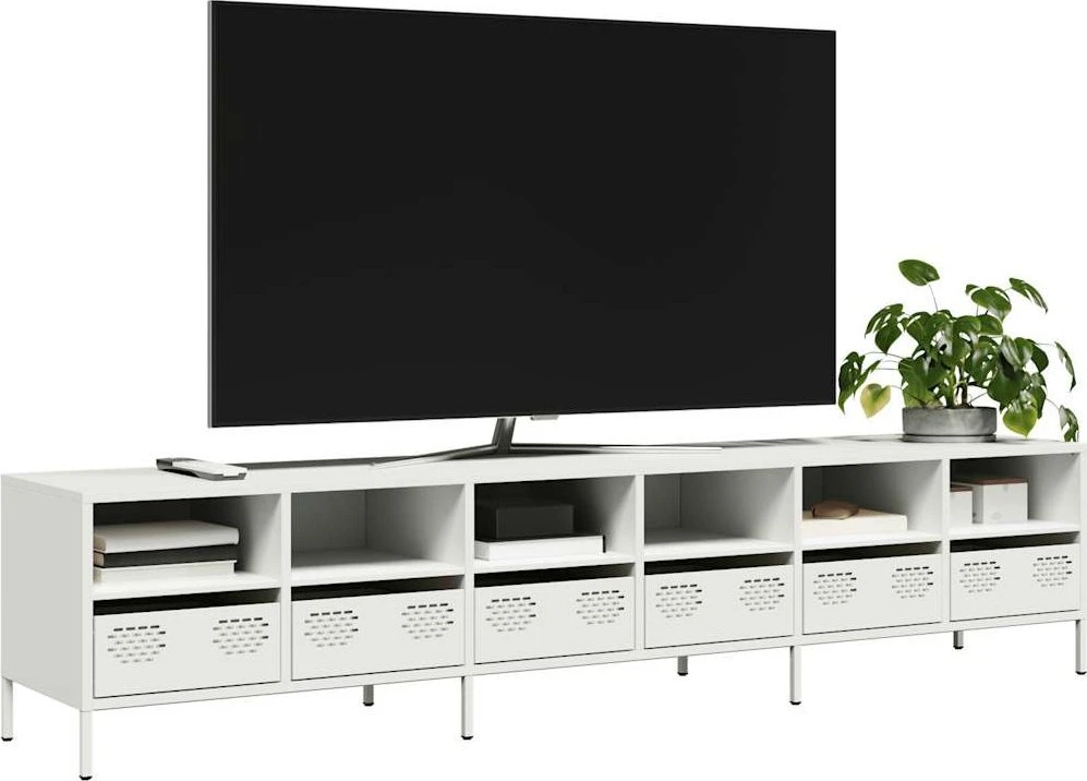 TV staliukas Televizoriaus spintelė, balta, 202x39x43,5cm, plienas