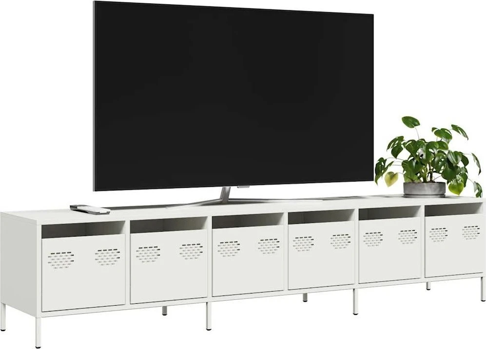 TV staliukas Televizoriaus spintelė, balta, 202x39x43,5cm, plienas