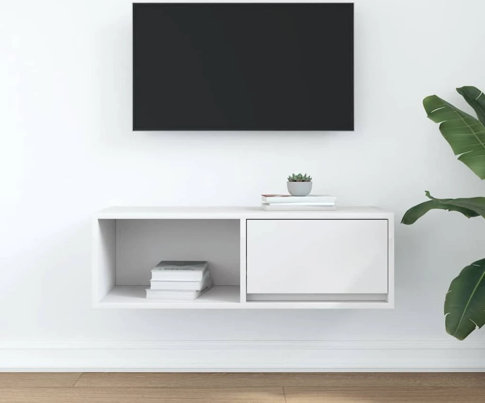 TV staliukas Televizoriaus spintelė, balta, 80x31x25,5 cm, apdirbta mediena